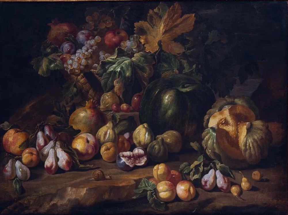 Natura morta con fiori e frutta